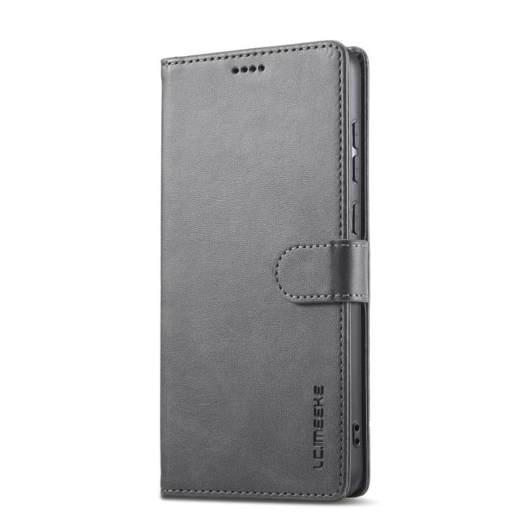Funda LC.IMEEKE de piel con textura de becerro para Samsung Galaxy A07 4G (gris)