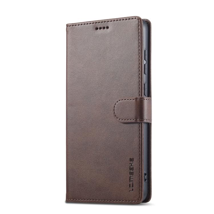 Funda LC.IMEEKE de piel con textura de becerro para Samsung Galaxy A07 4G (café)