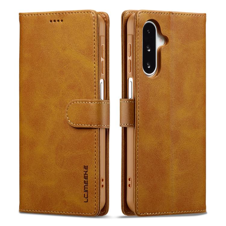 Funda LC.IMEEKE de piel con textura de becerro para Samsung Galaxy A17 5G (marrón)