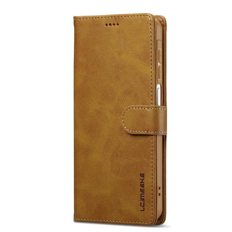 Funda LC.IMEEKE de piel con textura de becerro para Samsung Galaxy A17 5G (marrón)