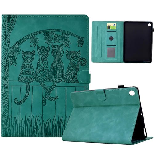 Funda para Tablet Samsung Galaxy Tab A8 10.5 (2021) X205 con Relieve de Gatos (Azul Claro)