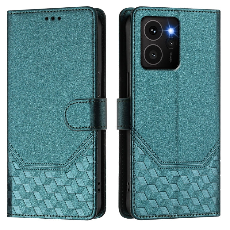 Funda de Cuero Rfid para Teléfono HMD Skyline con Relieve Panal de Abeja (Verde Pavo Real)