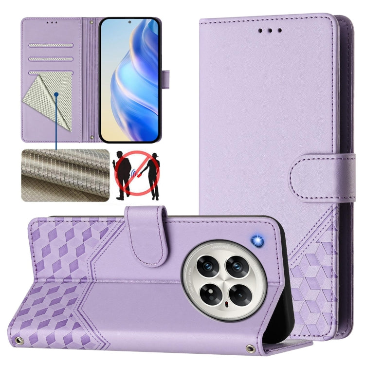 Funda de Cuero Rfid con Relieve en Panal para Infinix Zero 40 5G/4G (Morado Claro)