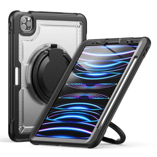 Funda Híbrida Tipo Panal con Asa y Correa para iPad Pro 11 2022 y Air 10.9 2022 (Transparente)