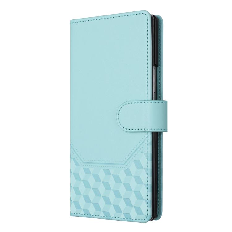 Funda de cuero con relieve de panal RFID para Samsung Galaxy Z Fold7 5G (verde menta)