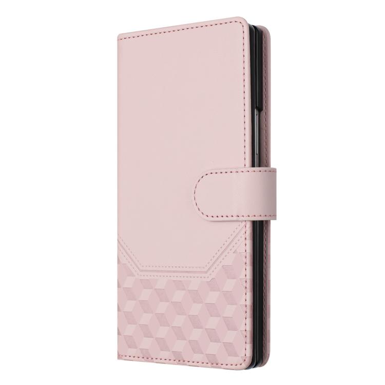 Funda de cuero con relieve de panal RFID para Samsung Galaxy Z Fold7 5G (rosa)