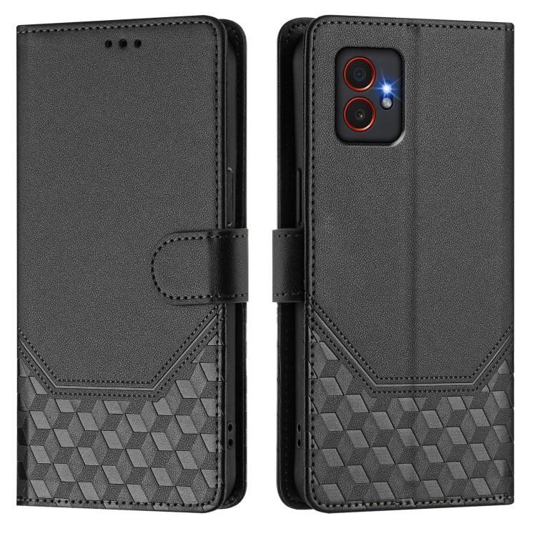 Funda de cuero con relieve de panal RFID para Samsung Galaxy XCover7 Pro (negra)