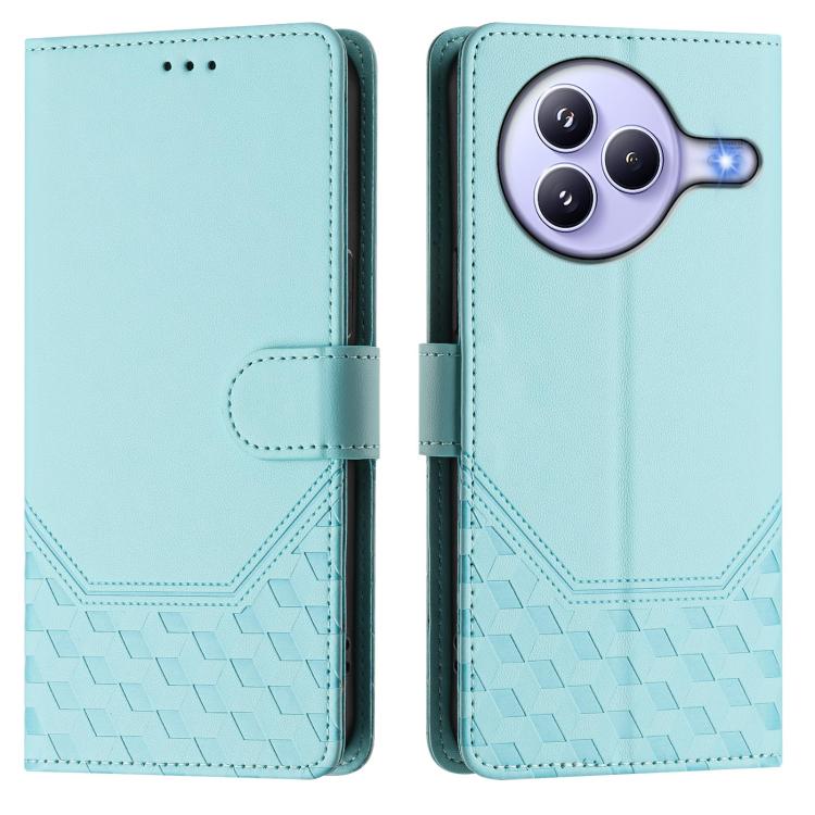 Funda de cuero RFID con relieve de panal para Xiaomi Civi 5 Pro 5G (verde menta)
