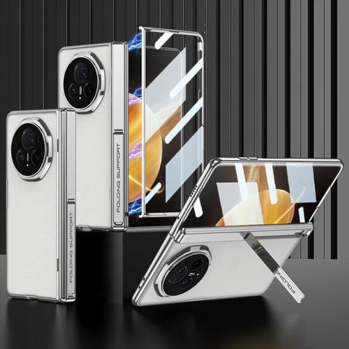 Funda de Cuero Gkk para Honor Magic V3 con Bisagras Magnéticas y Protección a Prueba de Golpes (Plateada)