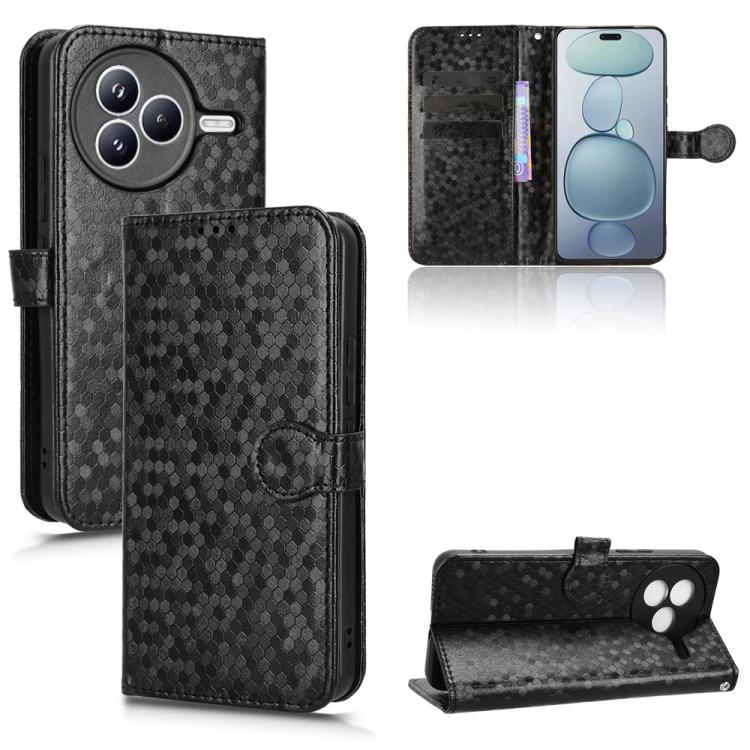 Funda de cuero con textura de panal y puntos para Xiaomi Civi 5 Pro 5G (negra)