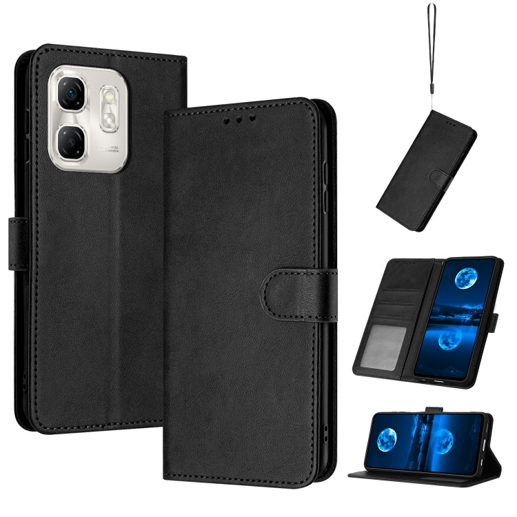 Funda de Piel Sintética con Tapa para Infinix Hot 50I (Negra) Textura Becerro
