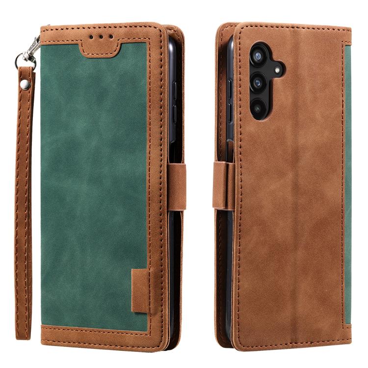 Funda de cuero con tapa horizontal y diseño retro para Samsung Galaxy S25 FE 5G (verde)