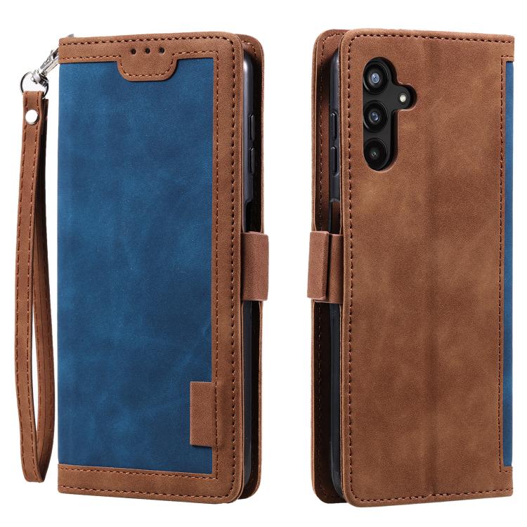 Funda de cuero con tapa horizontal y diseño retro para Samsung Galaxy S25 FE 5G (azul)