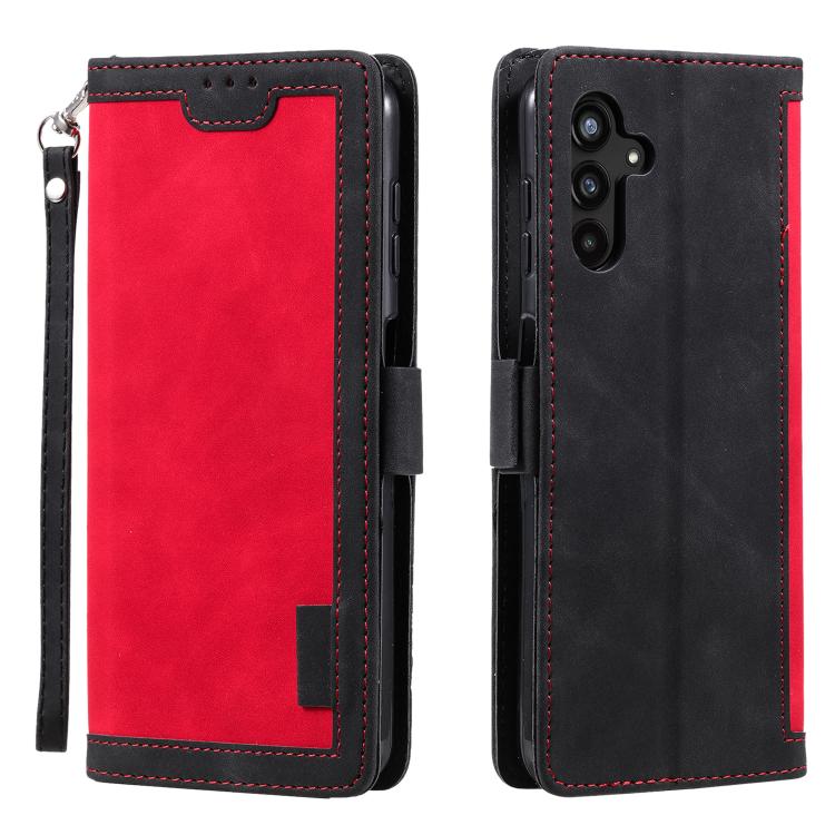 Funda de cuero con tapa horizontal y diseño retro para Samsung Galaxy S25 FE 5G (roja)