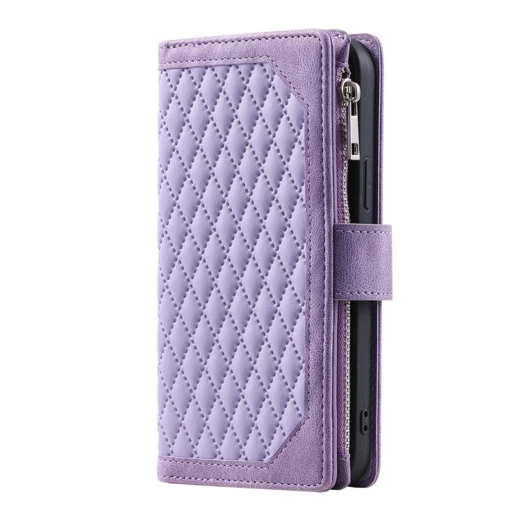 Funda de cuero con cremallera y cordón para Samsung Galaxy S25 FE 5G (morado)