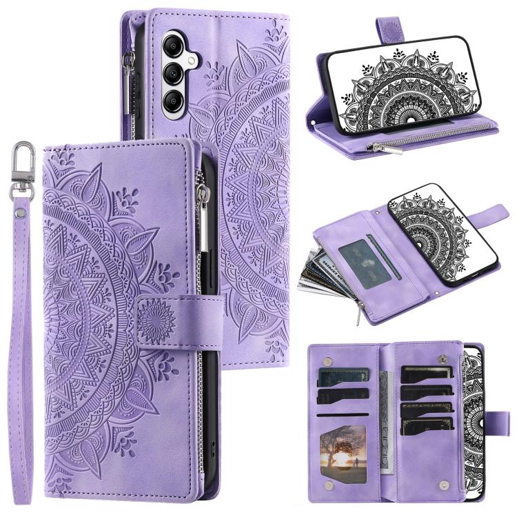 Funda de cuero con cremallera y diseño multitarjeta para Samsung Galaxy S25 FE 5G (morado)