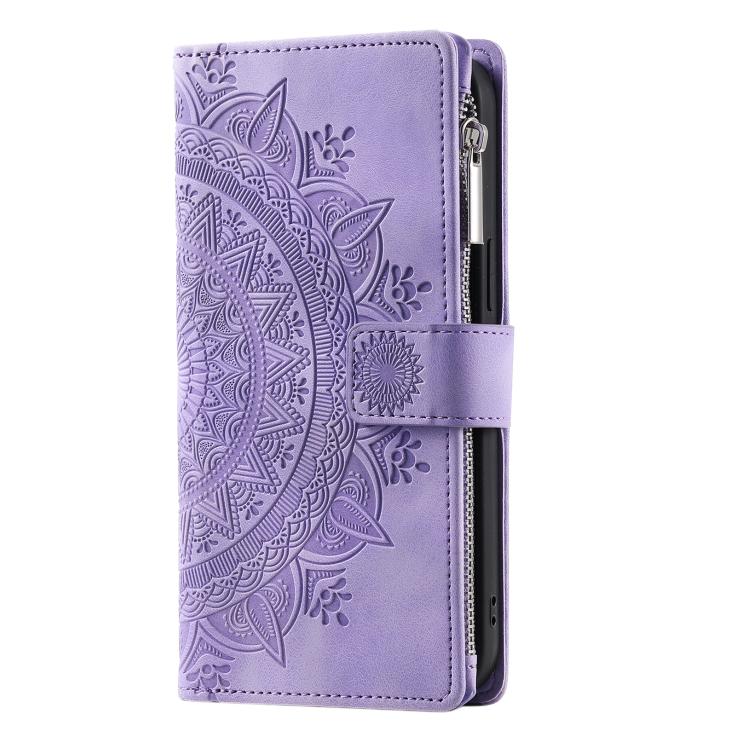 Funda de cuero con cremallera y diseño multitarjeta para Samsung Galaxy S25 FE 5G (morado)