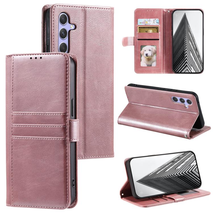 Funda de cuero tipo cartera para Samsung Galaxy S25 FE 5G (oro rosa)
