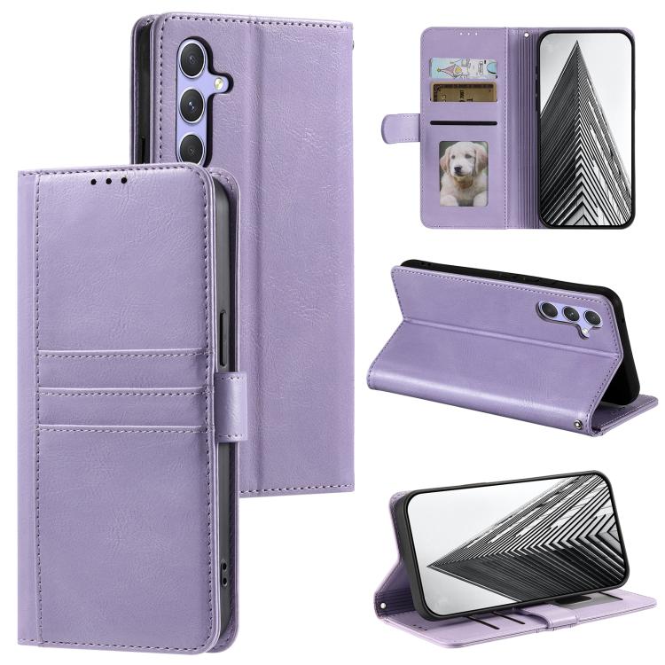 Funda de cuero con ranuras para tarjetas para Samsung Galaxy S25 FE 5G (morado)