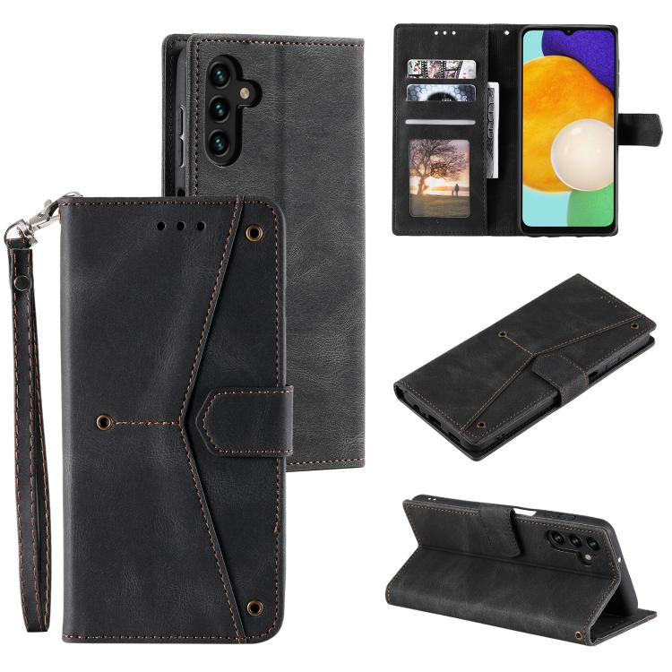 Funda de piel de becerro con costuras y tacto de piel de uña para Samsung Galaxy S25 FE 5G (negra)