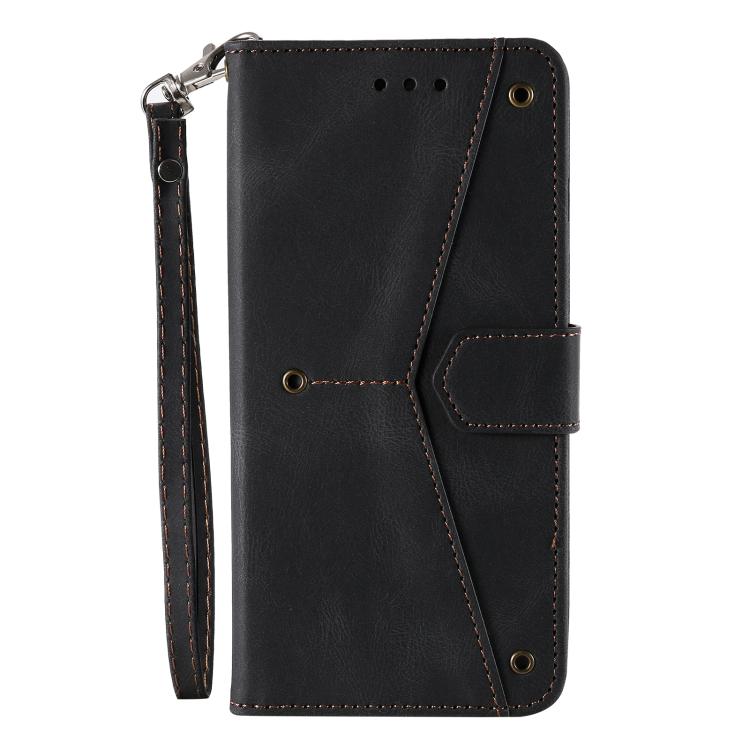 Funda de piel de becerro con costuras y tacto de piel de uña para Samsung Galaxy S25 FE 5G (negra)