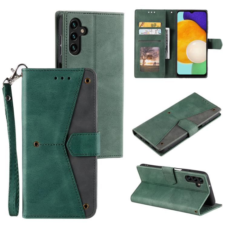 Funda de piel de becerro con costuras y tacto de piel de uña para Samsung Galaxy S25 FE 5G (verde)