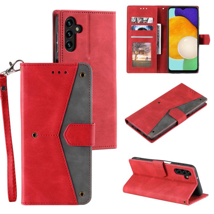 Funda de piel de becerro con costuras y tacto de uñas para Samsung Galaxy S25 FE 5G (roja)