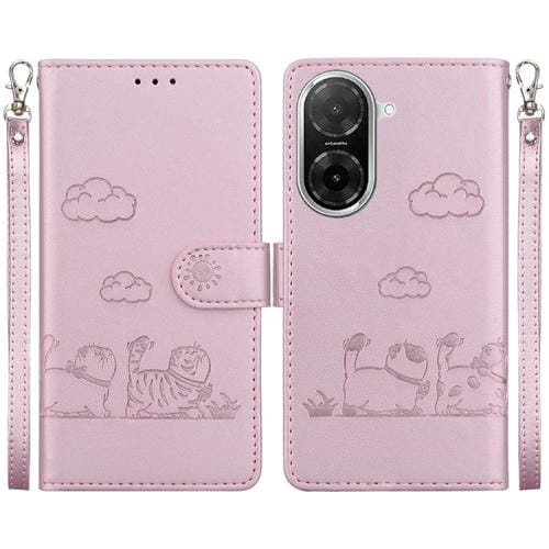 Funda de cuero RFID con diseño de gatos para Redmi A5 4G (171,7 mm) (oro rosa)