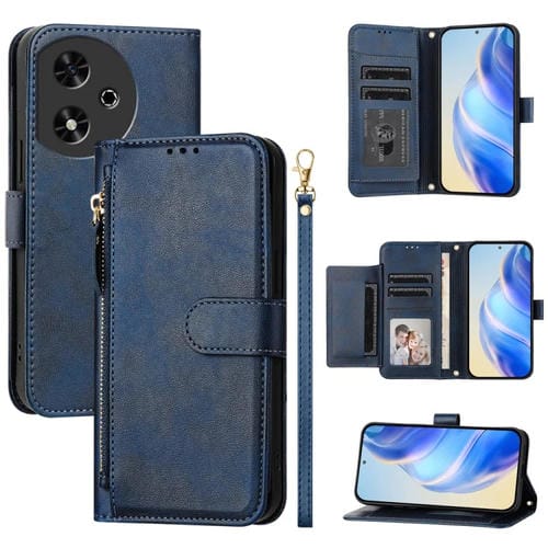 Funda de Cuero con Cremallera y Ranuras para Múltiples Tarjetas Honor Play 50 (Azul)
