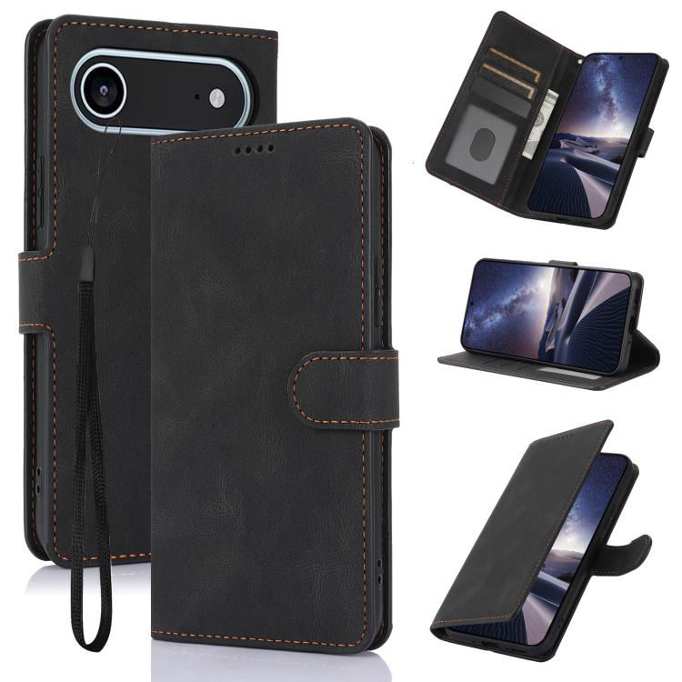 Funda de piel de becerro con textura de fantasía para iPhone 17 Air (negra)