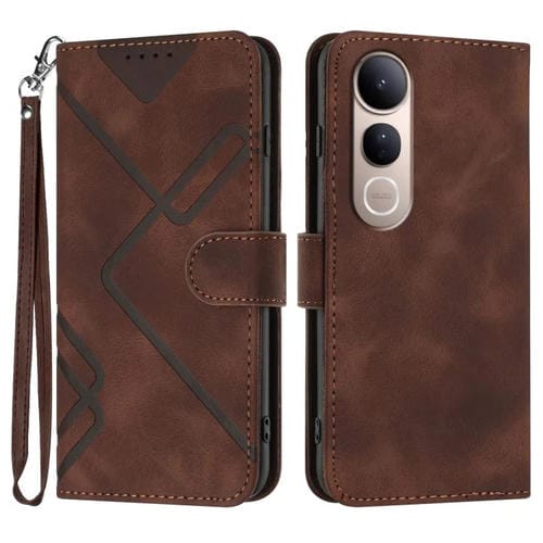 Funda de Cuero con Textura de Piel para Vivo V50 Lite 4G/5G (Café)