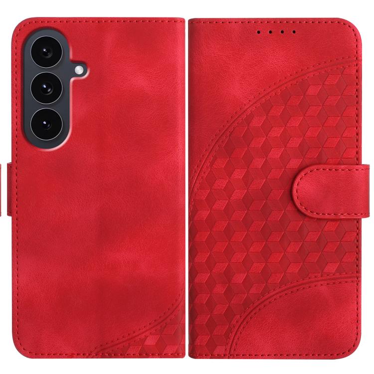 Funda de cuero con relieve de cabeza de elefante y cordón para Samsung Galaxy S25 FE 5G (roja)