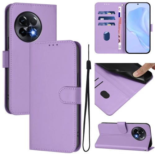 Funda de Cuero con Cordón para OnePlus 11R 5G con Tacto de Piel (Morado Lavanda)