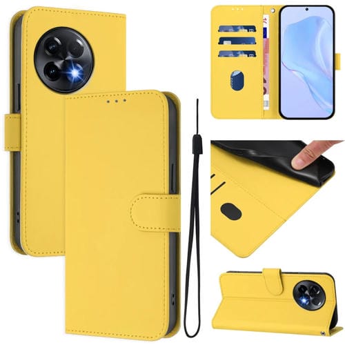 Funda de Cuero con Cordón para OnePlus 11R 5G con Tacto de Piel (Amarillo Limón)