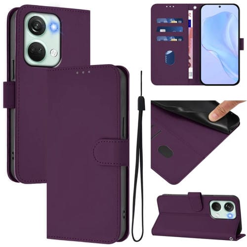 Funda de Piel Sintética con Cordón para OnePlus Nord 3/Ace 2V (Violeta)