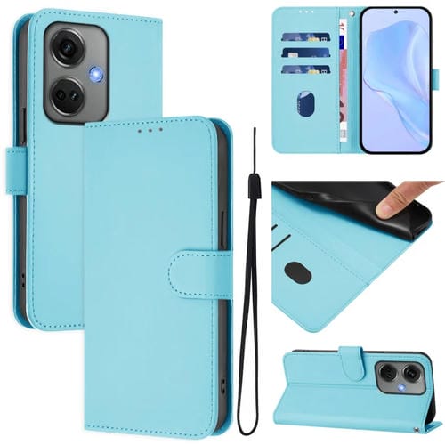 Funda de Cuero con Cordón para OnePlus Nord Ce3 5G (Azul Cielo)