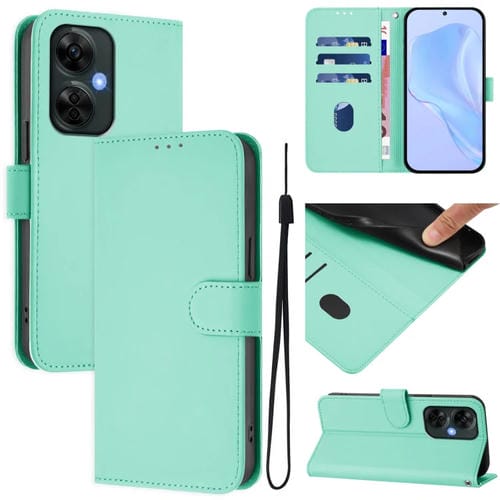 Funda de Cuero con Cordón para OnePlus Nord Ce 3 Lite 5G (Verde Menta)
