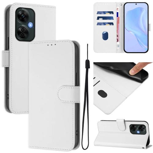 Funda de Cuero con Cordón para OnePlus Nord Ce 3 Lite 5G (Blanco)