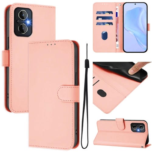 Funda de Cuero con Cordón para OnePlus Nord N20 5G (Rosa)