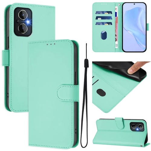 Funda de Piel Sintética con Cordón para OnePlus Nord N20 5G (Verde Menta)