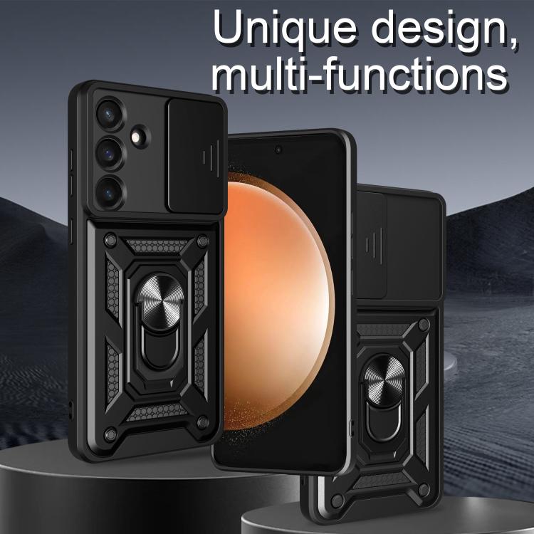 Funda de TPU y PC con diseño de cámara deslizante para Samsung Galaxy S25 FE 5G (roja)