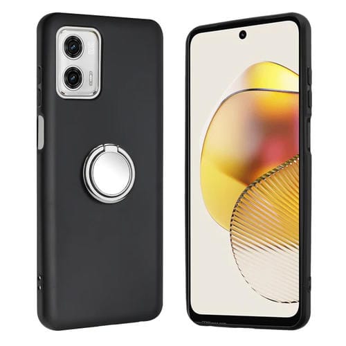 Funda TPU con Soporte de Anillo Mate para Motorola Moto G73 (Plateada)