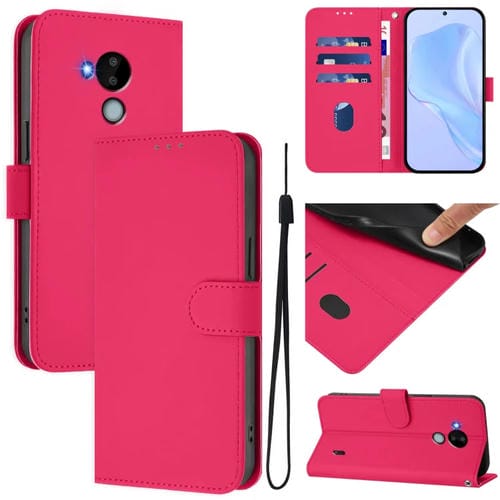 Funda Piel Sintética con Cordón para Nokia C30 (Rosa y Rojo)