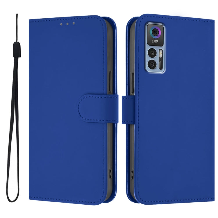 Funda de Cuero con Cordón para TCL 30 4G 30 5G 30+ Tacto Piel (Azul Oscuro)