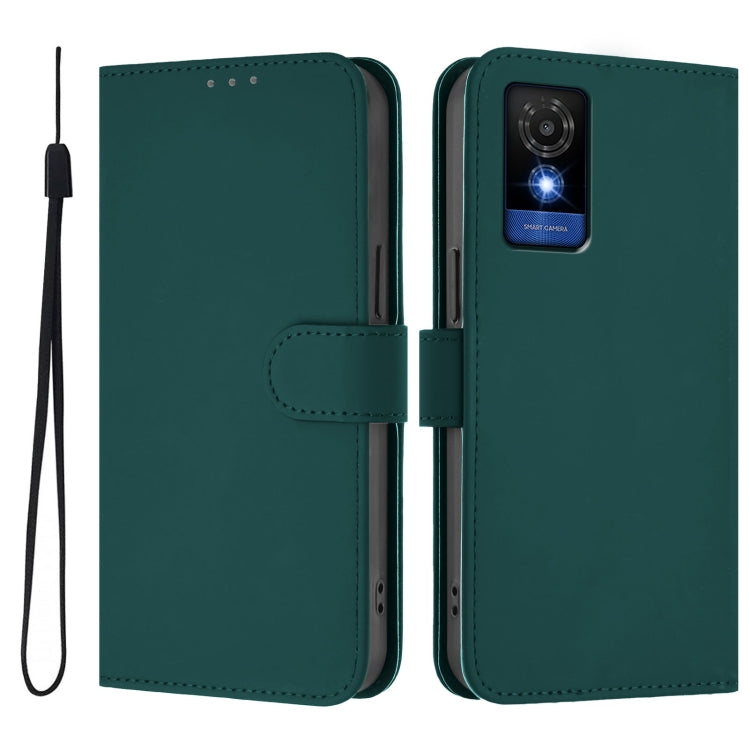 Funda de Piel Sintética para Teléfono TCL 501 con Cordón (Verde Oscuro)