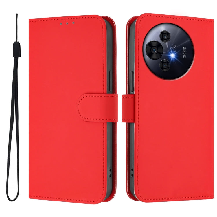 Funda de Cuero Nxtpaper para TCL 50 Pro con Textura de Piel y Cordón (Rojo)