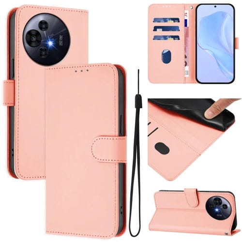 Funda de Cuero Nxtpaper para TCL 50 Pro con Textura de Piel y Cordón (Rosa)