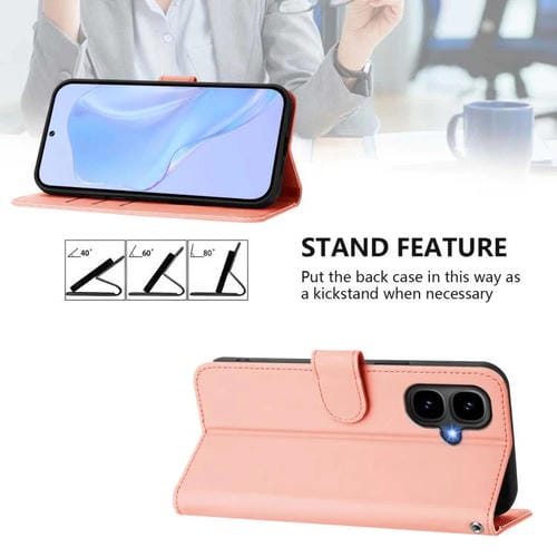 Funda de cuero con textura de piel y cordón para Infinix Smart 10 4G (rosa)