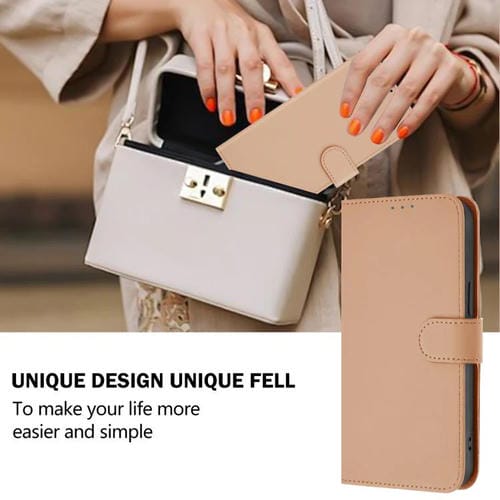Funda de cuero con textura de piel y cordón para Infinix Smart 10 4G (color piel)