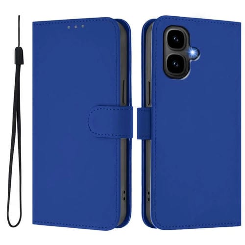 Funda de cuero con textura de piel y cordón para Infinix Smart 10 4G (azul oscuro)